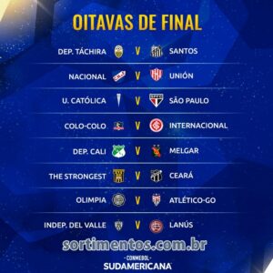 Sortimento Futebol - Tabela de Jogos das Oitavas de Final Copa Sul Americana 2022