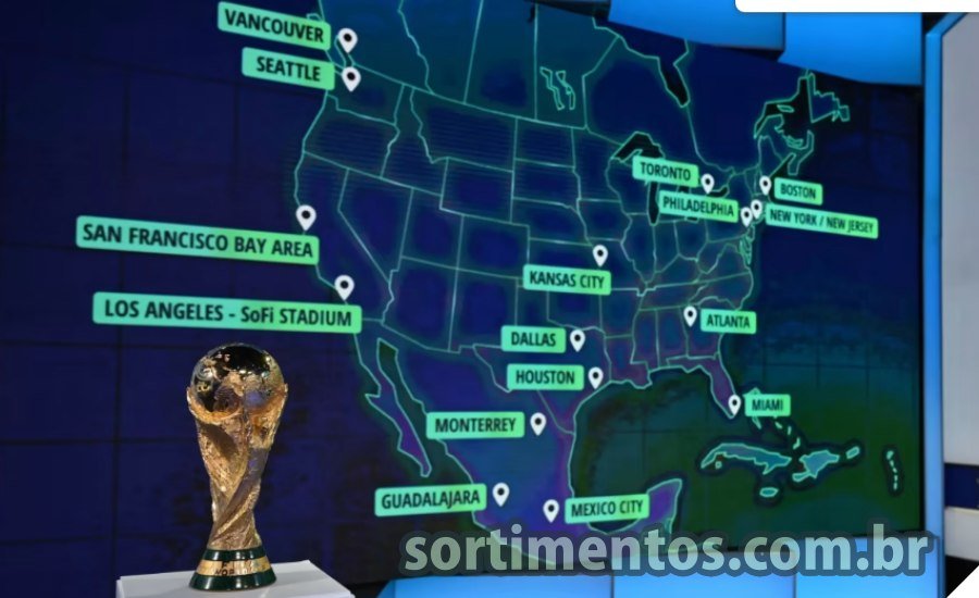 Sedes da Copa do Mundo Fifa 2026 -Sortimento futebol