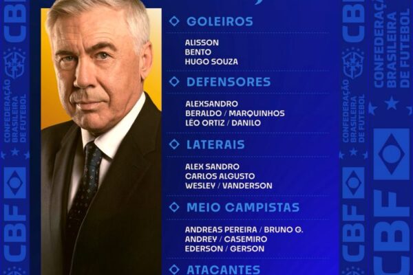 Treinador da Seleção Brasileira, Carlo Ancelotti, anuncia lista dos convocados para os jogos contra Equador e Paraguai Treinador da Seleção Brasileira, Carlo Ancelotti, anuncia lista dos convocados para os jogos contra Equador e Paraguai