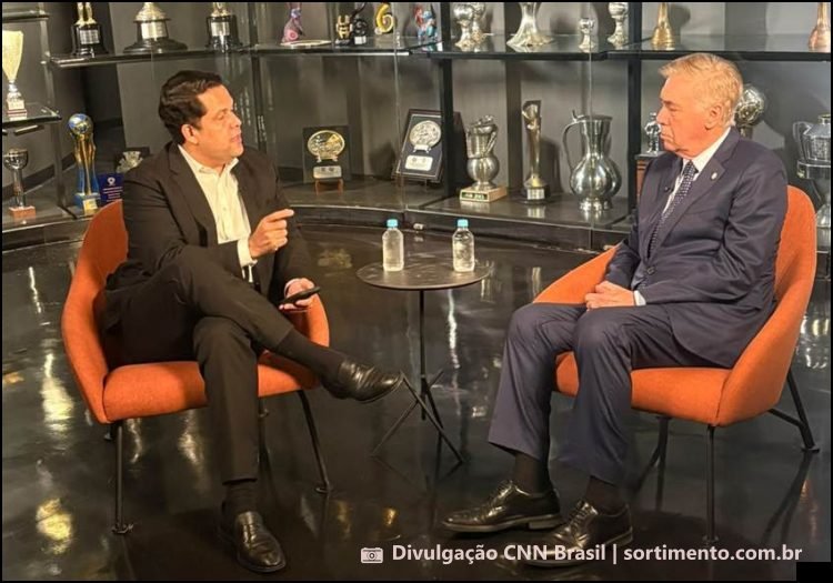 Carlo Ancelotti, técnico da Seleção Brasileira, no CNN Esportes